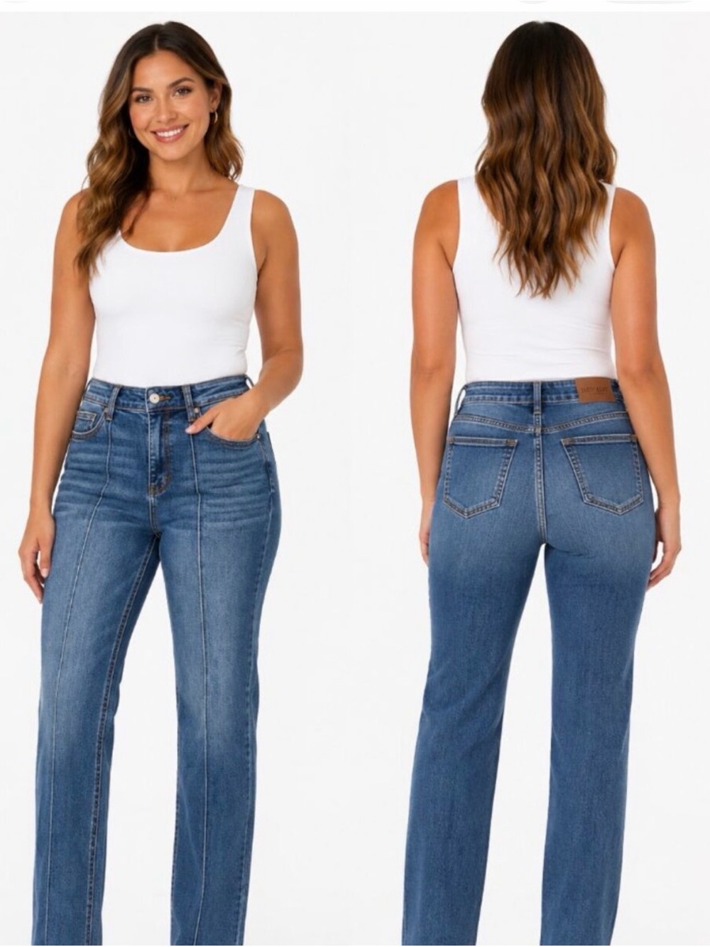 Judy Blue Medium Wash High Rise Seam-Front Straight Leg Jeans Size 7/28 - Picture 3 of 13